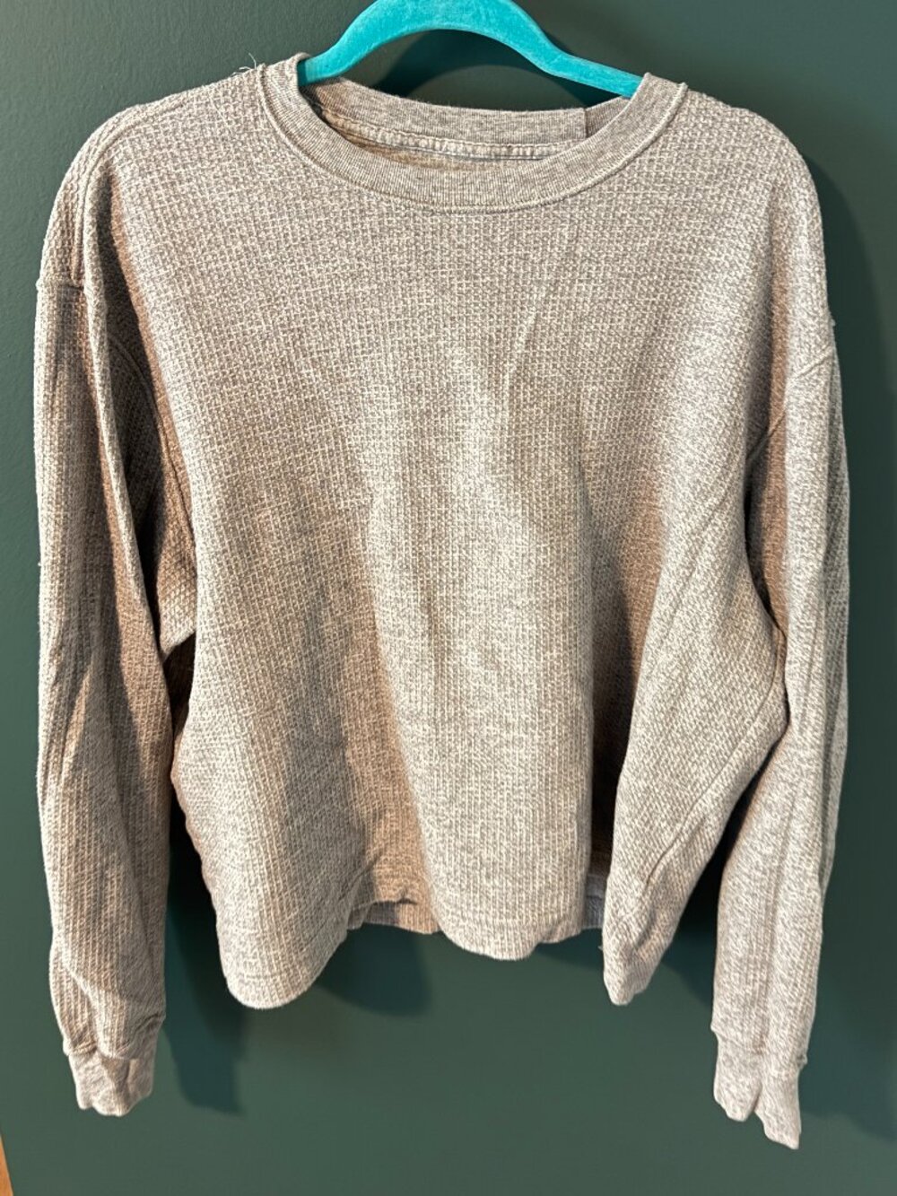 Large Abercrombie & Fitch crop fit waffle-knit shirt in light grey